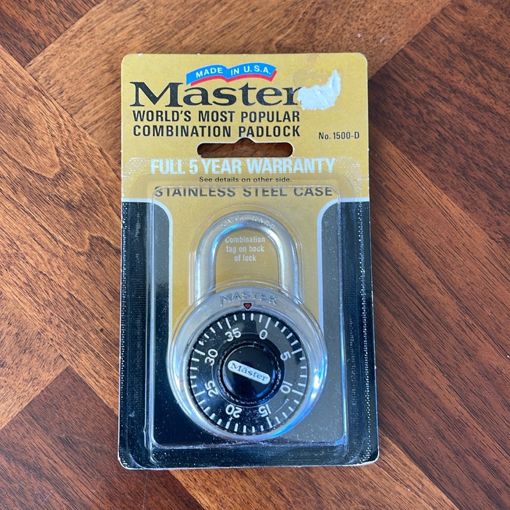 UNOPENED VINTAGE 90S MASTER COMBINATION STAINLESS STEEL CASE PADLOCK